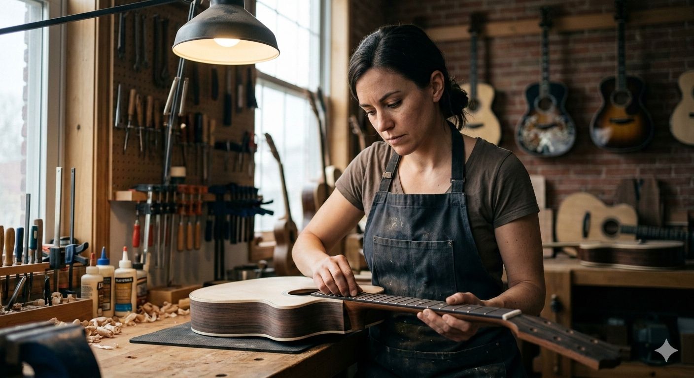 Luthier fretwork and neck detailing
