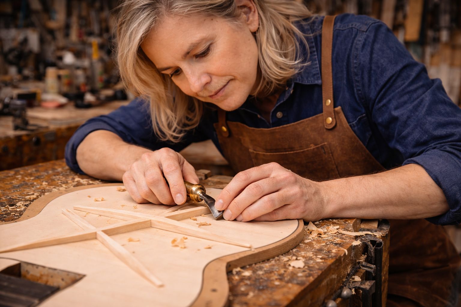 X-bracing layout during acoustic guitar build